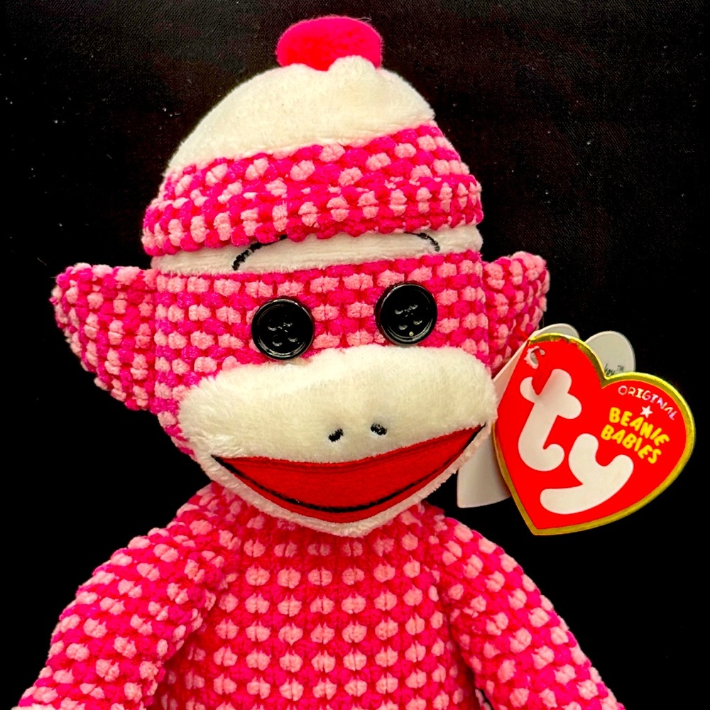 Ty beanie “Socks the Sock Monkey” in pink